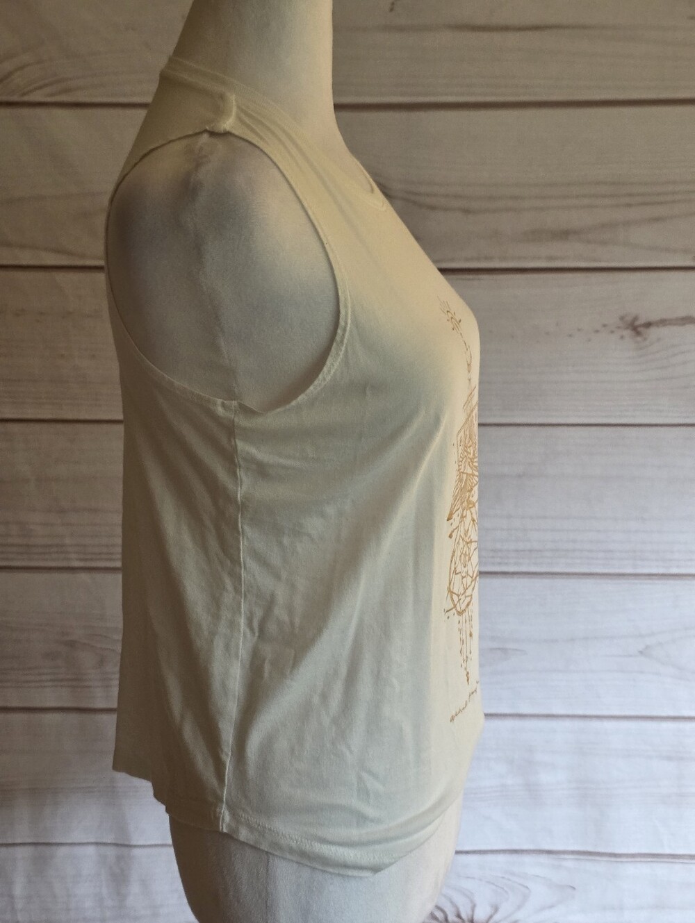 Spiritual Gangster White Tank with Metallic Gold Geometric Design Size Small - Picture 6 of 9
